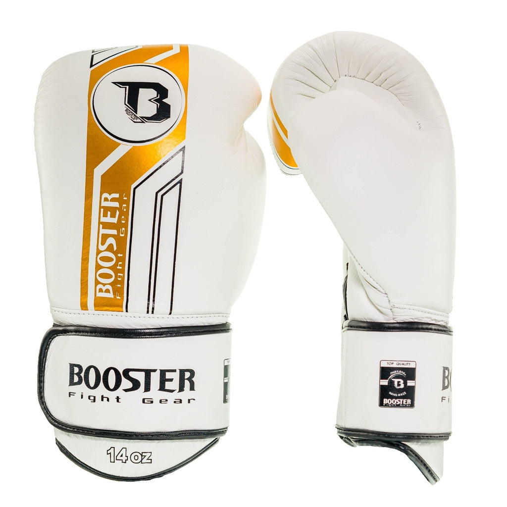 Booster Boxhandschuhe aus Echtleder Schwarz/Gold BGL V9 WHITE/GOLD